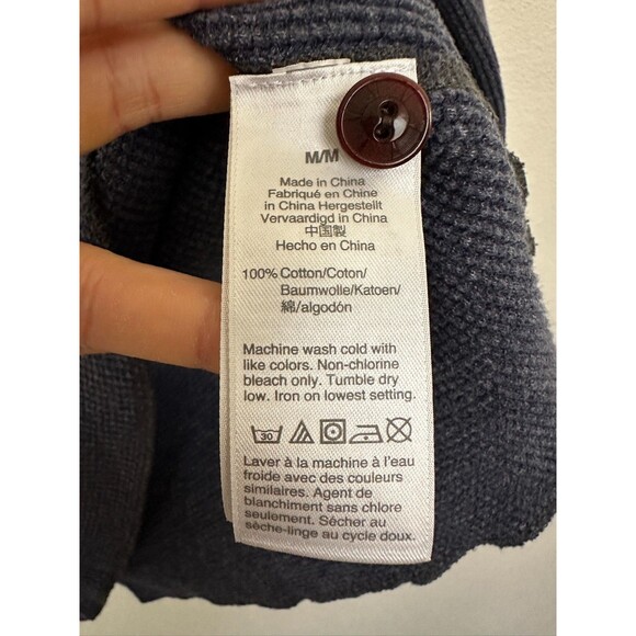 Wallace & Barnes Henley Waffle Knit Long Sleeve Sweater Top Blue Men's Medium - Picture 4 of 7